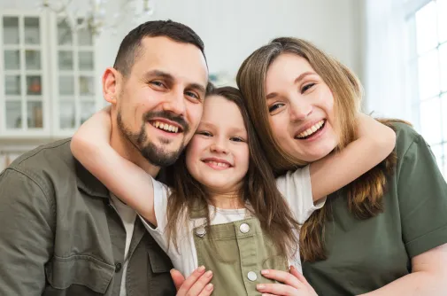 Happy family smiling together
